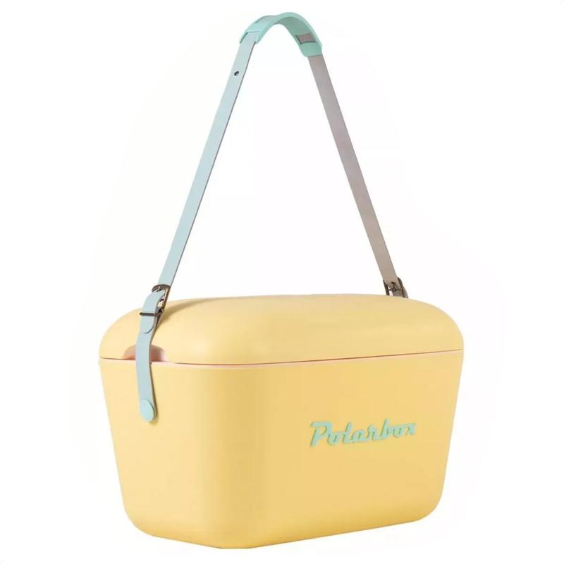 Caixa Térmica Retrô Cooler 20 Litros Polarbox Amarelo Alça Verde